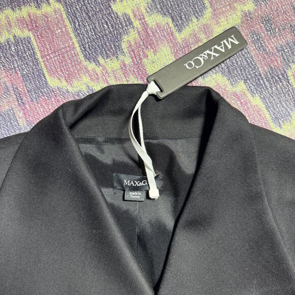NWT MAX & CO Black Wool Blend Long Sleeve Crop Jacket Women's Size 4 - Picture 4 of 10